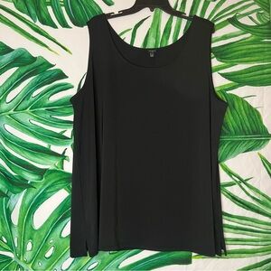 Talbots 3X Simple Black Sleek Spring Summer Fall Minimalist Sleeveless Top